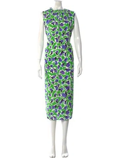 Pre-owned Christian Wijnants Silk Long Dress In Green
