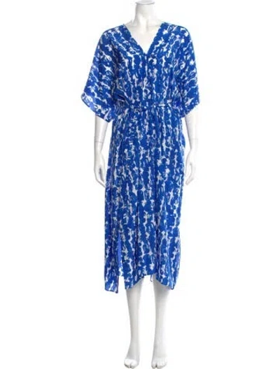 Pre-owned Christian Wijnants Silk Midi Length Dress In Blue