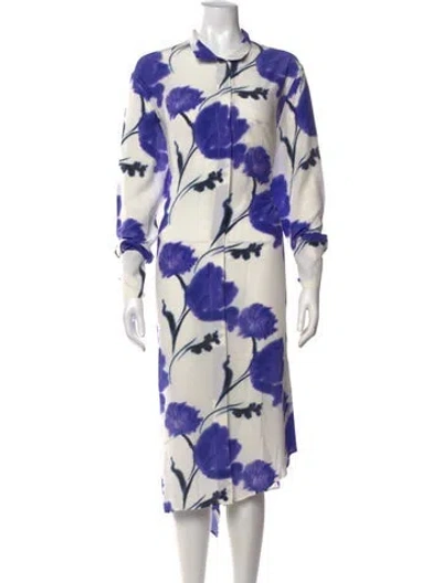 Pre-owned Christian Wijnants Silk Midi Length Dress In Purple/white