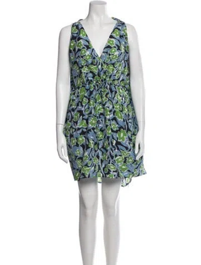 Pre-owned Christian Wijnants Silk Mini Dress In Blue