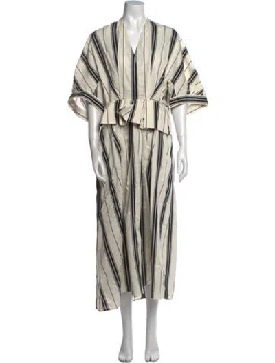 Pre-owned Christian Wijnants Striped Long Dress In Neutral