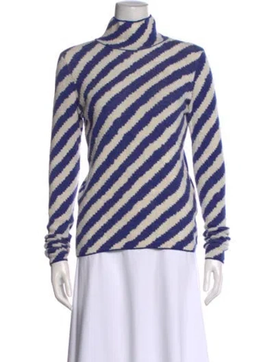 Pre-owned Christian Wijnants Striped Turtleneck Sweater In Blue