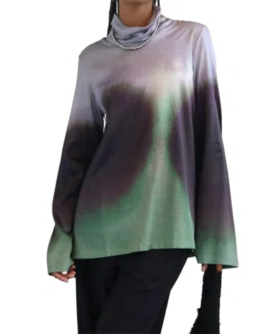 Christian Wijnants Tiagor Silk Printed Drape Neck Top In Eclipse Shadow In Multi