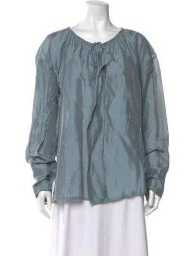 Pre-owned Christian Wijnants Tie Neck Long Sleeve Blouse In Blue