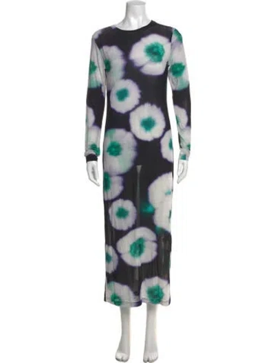 Pre-owned Christian Wijnants Tie-dye Print Long Dress In Black