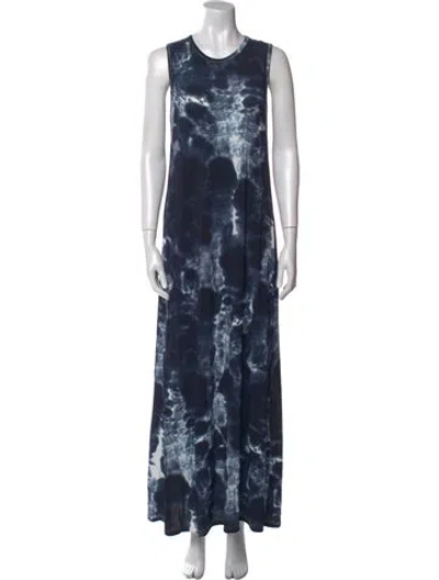 Pre-owned Christian Wijnants Tie-dye Print Long Dress In Blue