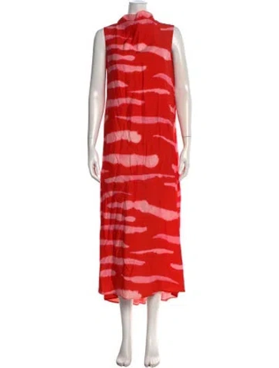Pre-owned Christian Wijnants Tie-dye Print Long Dress In Orange