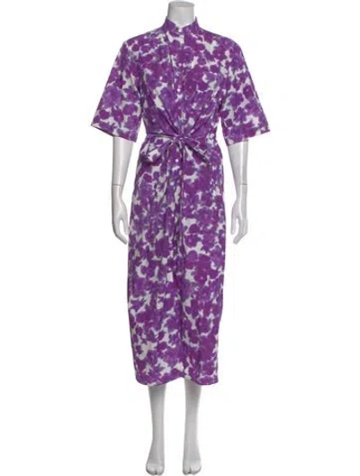 Pre-owned Christian Wijnants Tie-dye Print Long Dress In Purple
