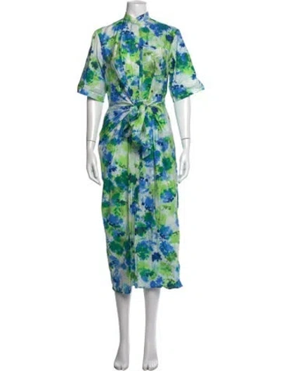 Pre-owned Christian Wijnants Tie-dye Print Midi Length Dress In Green