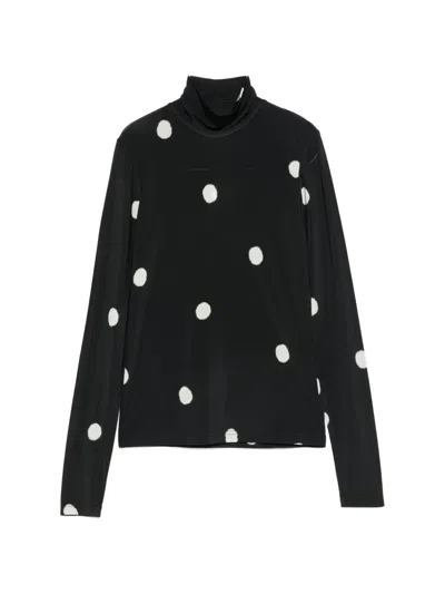 Christian Wijnants Tugal Polka-dot High-neck Top In Black