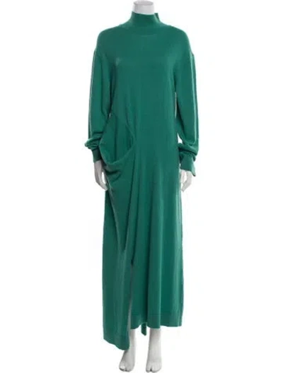Pre-owned Christian Wijnants Virgin Wool Long Dress In Green