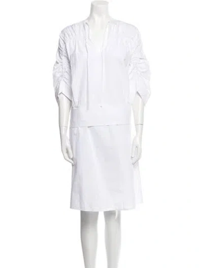 Pre-owned Christian Wijnants V-neck Knee-length Dress In Neutral