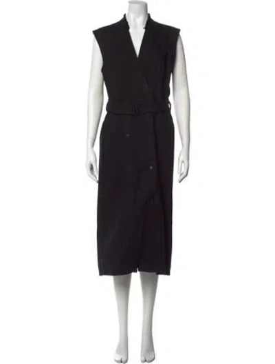 Pre-owned Christian Wijnants V-neck Long Dress In Black