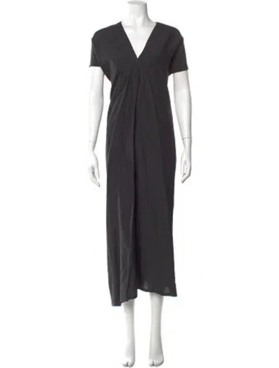 Pre-owned Christian Wijnants V-neck Long Dress In Gray
