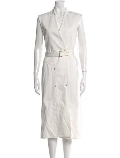 Pre-owned Christian Wijnants V-neck Long Dress In White