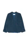 Christian Wijnants V-neck Patch-pocket Denim Jacket In Purple