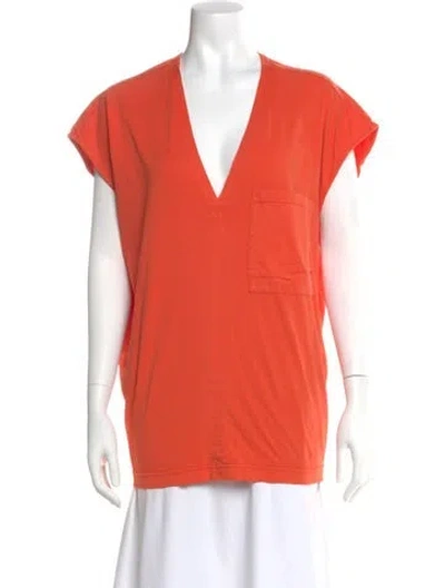 Pre-owned Christian Wijnants V-neck Short Sleeve Blouse In Orange