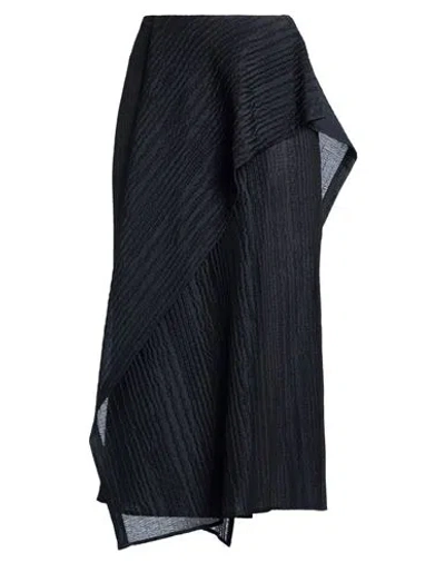 Christian Wijnants Woman Midi Skirt Midnight Blue Size 12 Virgin Wool, Polyamide In Black