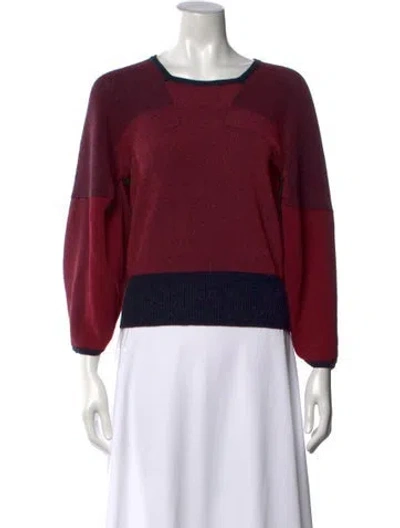 Pre-owned Christian Wijnants Wool Colorblock Pattern Sweater In Red