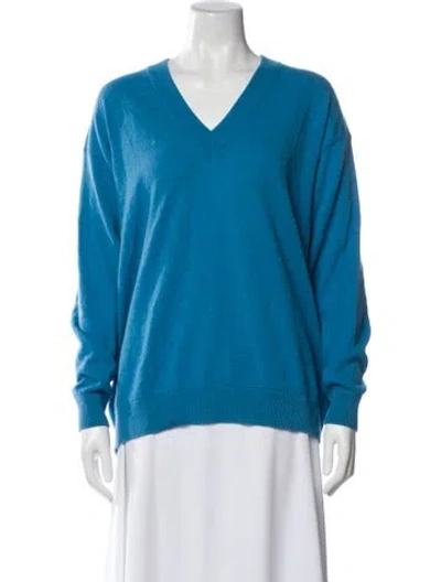Pre-owned Christian Wijnants Wool V-neck Sweater In Blue