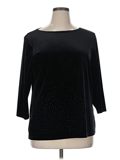 Pre-owned Christie & Jill 3/4 Sleeve Top Black Boatneck Tops