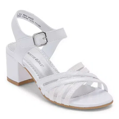 Christie & Jill Grace Little & Big Kid Girls Round Open Toe Block Heel Pumps In White