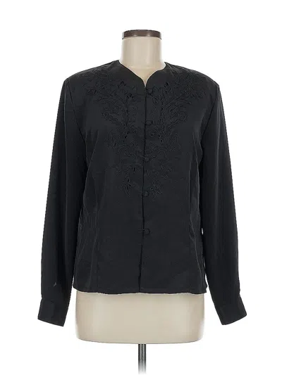 Pre-owned Christie & Jill Long Sleeve Blouse In Black