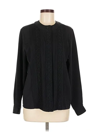 Pre-owned Christie & Jill Long Sleeve Blouse In Black
