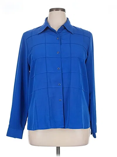 Pre-owned Christie & Jill Long Sleeve Blouse In Blue