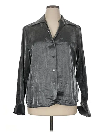 Pre-owned Christie & Jill Long Sleeve Blouse In Silver