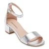 Christie & Jill Mallory Little & Big Kid Girls Round Open Toe Block Heel Pumps In Silver