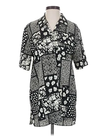Pre-owned Christie & Jill Short Sleeve Blouse In Black