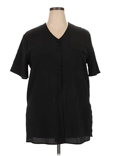 Pre-owned Christie & Jill Short Sleeve Blouse In Black