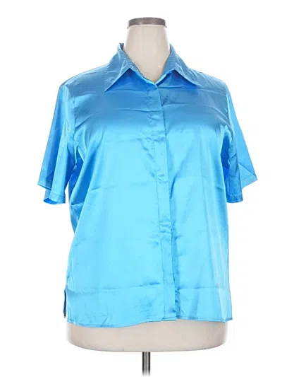 Pre-owned Christie & Jill Short Sleeve Blouse In Blue