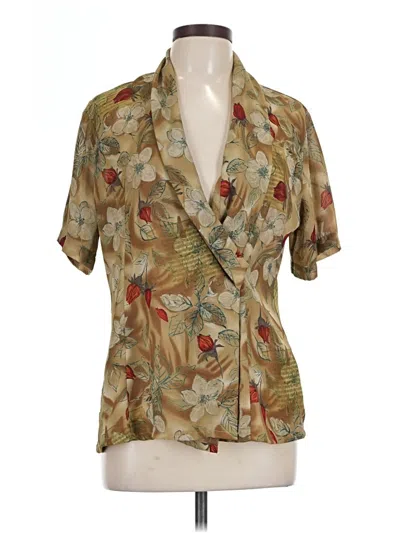 Pre-owned Christie & Jill Short Sleeve Blouse In Tan
