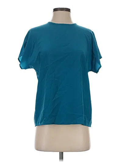 Pre-owned Christie & Jill Short Sleeve Top Teal Crew Neck Tops In Blue