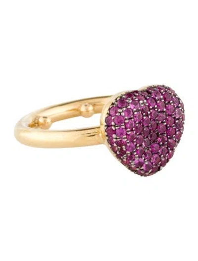 Pre-owned Christina Alexiou 18k Sapphire Agape Mini Bella Heart Ring In Multi