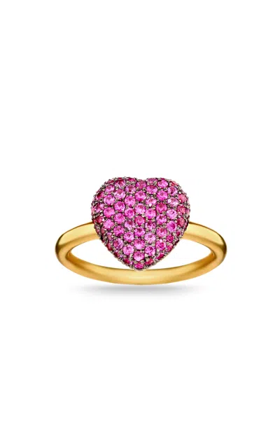 Christina Alexiou 18k Yellow Gold Agape Bella Pink Sapphire Ring In Pink