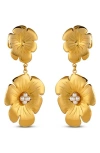 Christina Caruso Double Poppy Drop Earrings In 14k Gold