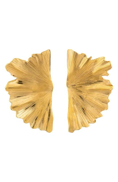 Christina Caruso Ginkgo Leaf Earrings In 14k Gold