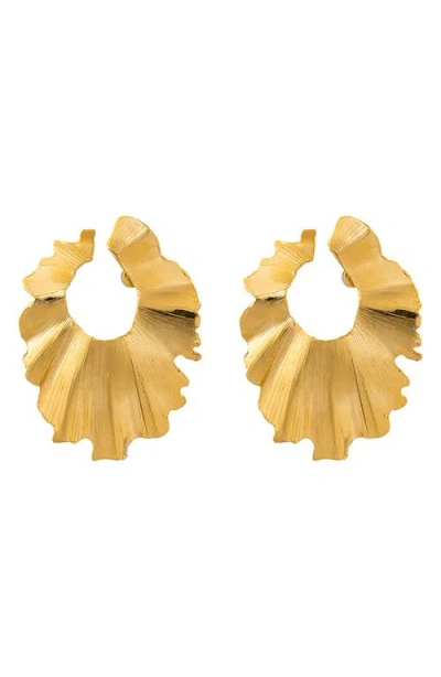 Christina Caruso Palm Leaf Drop Earrings In 14k Gold