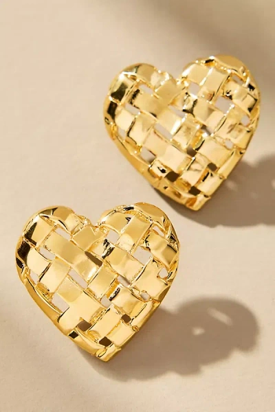 Christina Caruso Woven Heart Earrings In Gold