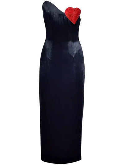 Christina Crawford Heart Dress With Corset Clothing In Blue