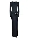 Christina Crawford Maxi Dress With Heart Of Crystals Clothing In Black
