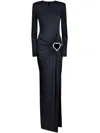 Christina Crawford Maxi Dress With Heart Of Crystals Clothing In Black
