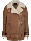 Christina Crawford Shearling Jacket With Belt Clothing In Brown