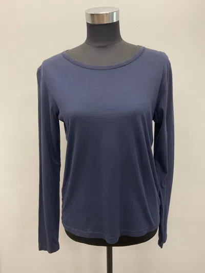 Christina Lehr Women Long Sleeves Cotton Shirt In Navy In Blue
