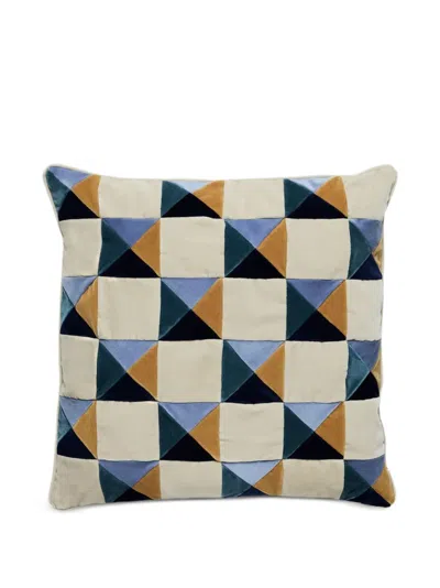 Christina Lundsteen Bonnie Geometric Velvet Cushion In Neutral