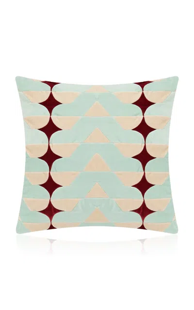 Christina Lundsteen Brie Cotton Velvet Cushion In Blue