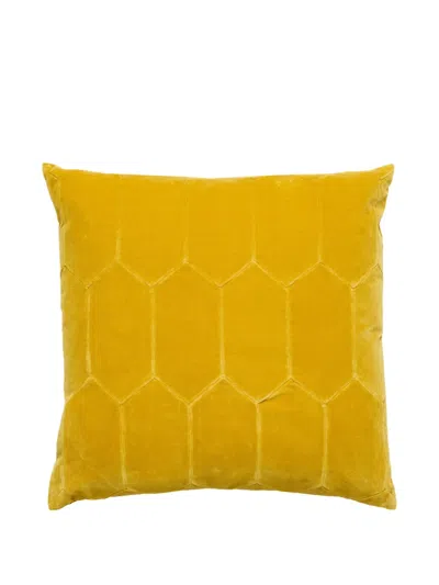 Christina Lundsteen Camille Quilted Velvet Cushion In Yellow